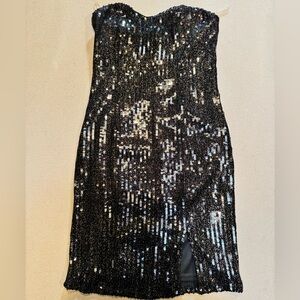 Charlotte Russe Black Sequin Strapless Cocktail Dress